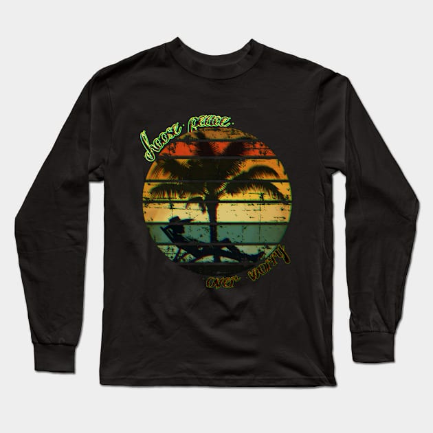 Sunset Serenity Cowboy peaceful relaxing on Island vintage retro Western Waves Long Sleeve T-Shirt by Fadedstar